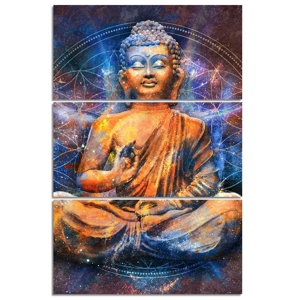 3 Piece HD Printed Abstract Mediting Buddha Painting Canvas Print Wall Picture For Living Room Decor Free shipping dorp shipping