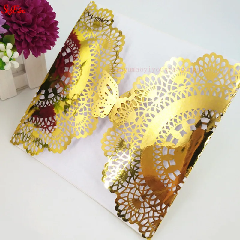 30pcs Customizable Laser Cut Groom and Bride Wedding Invitations Engagement Pearlscent Paper Invitation Card 5Z-SH068 | Дом и сад