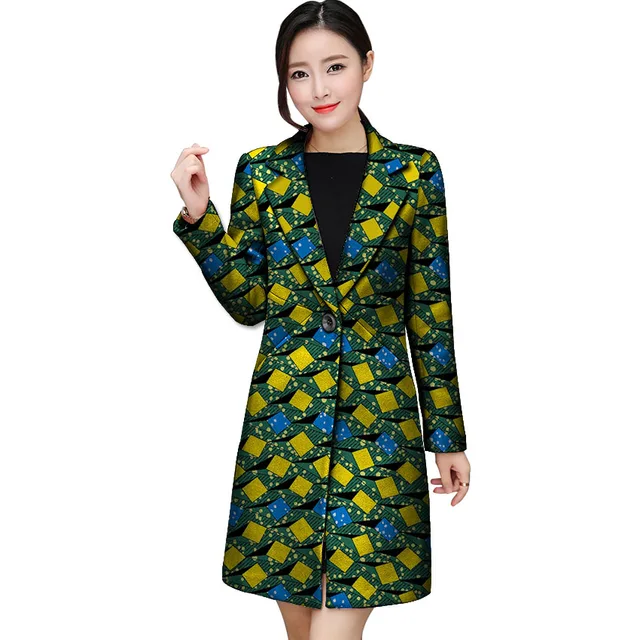 Custom made women African overcoat Ankara print fashion long jackets