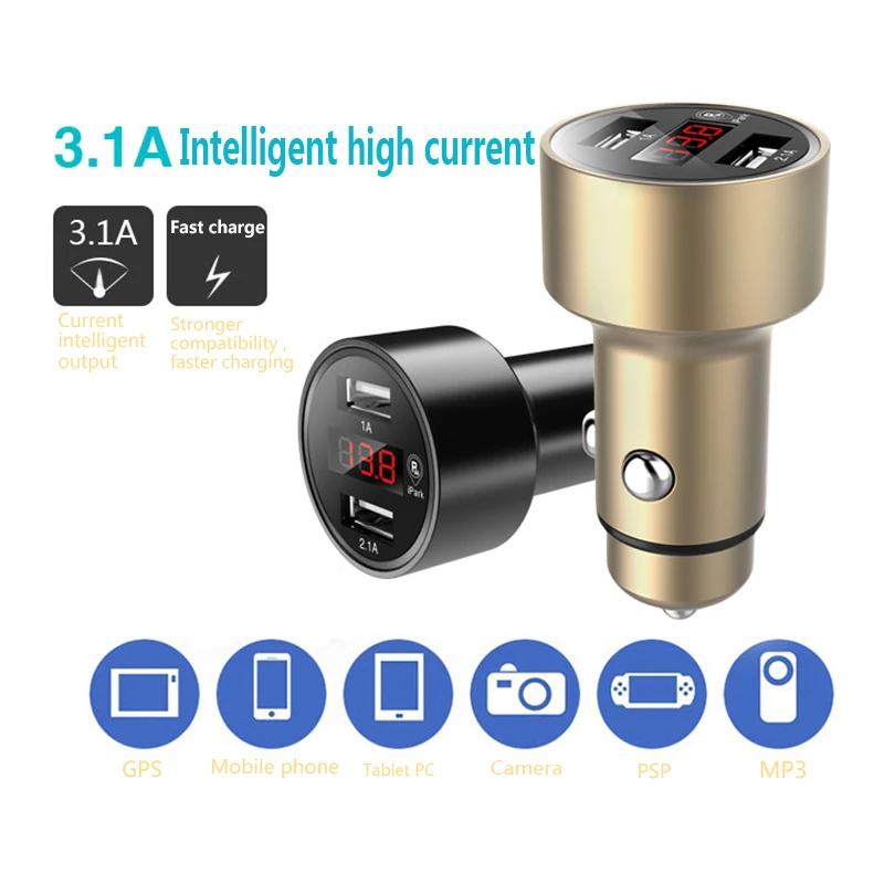 

New Bluetooth Positioning Tracker Smart Searching Car Dual USB Cigarette Lighter Car Kit Car LCD With Voltmeter