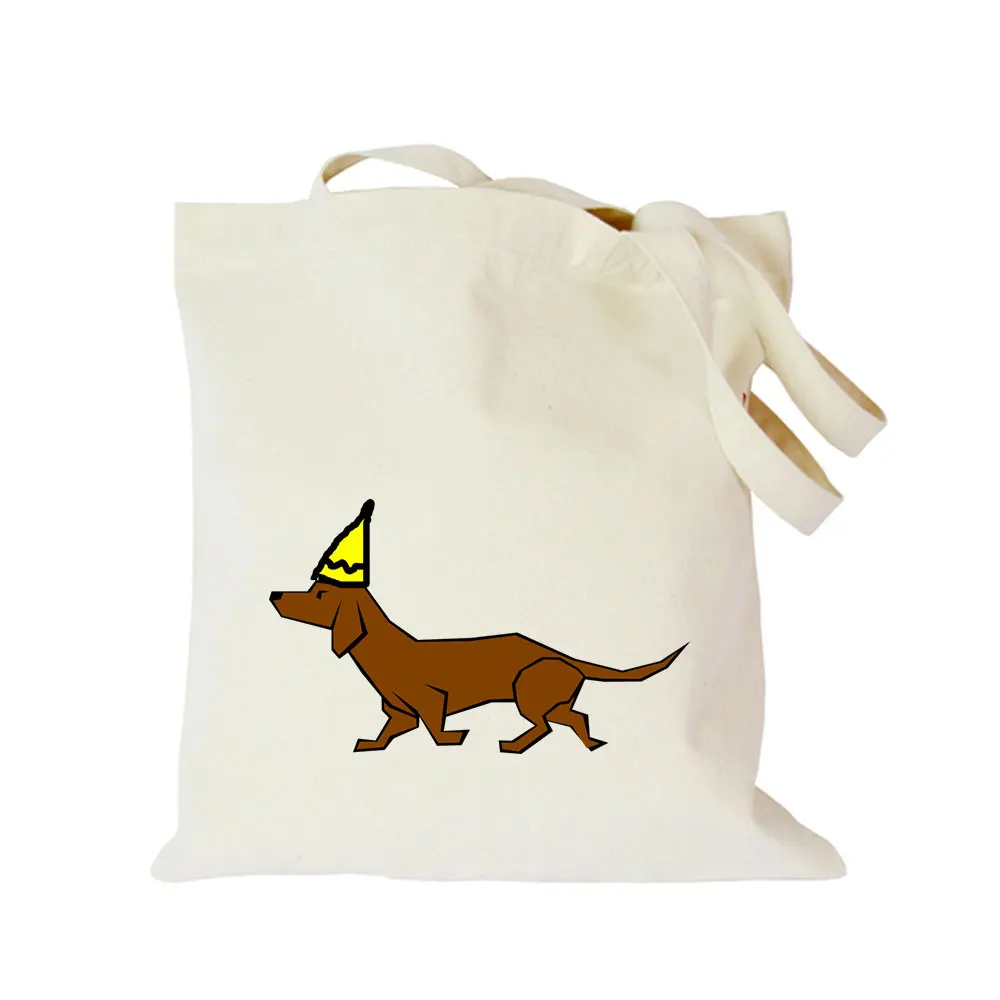 2019 Pet dog series canvas bag customized eco custom tote bag custom made shopping bags with logo  Dachshund Shepherd Dog Poodle (5)