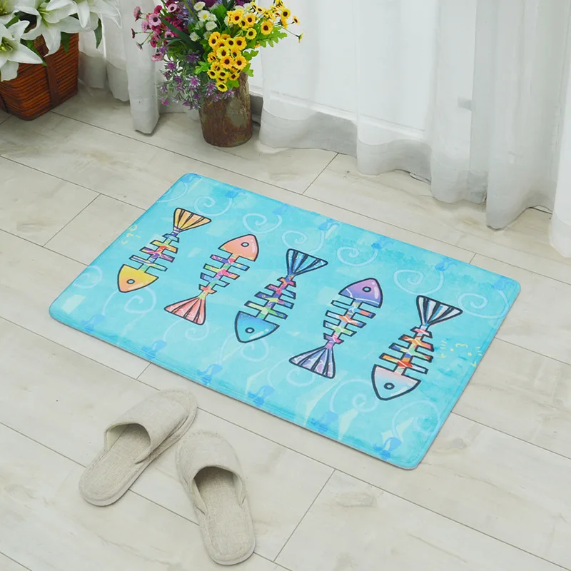 

Zeegle Fish Pattern Welcome Outdoor Door Mat Non-slip Entrance Mats Bedroom Bedside Mats Absorbent Bathroom Mats Kitchen Rug