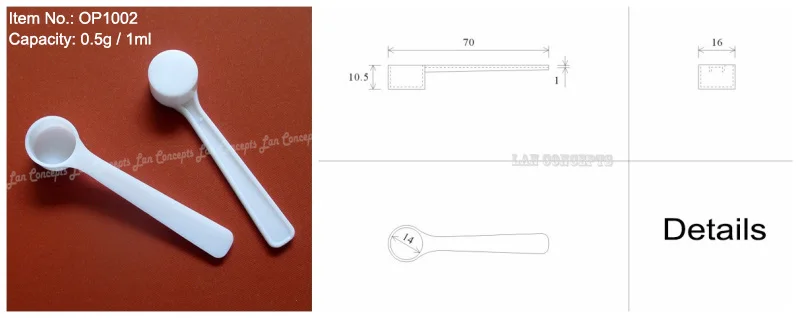 0.5g 1ml plastic measuring scoop PP measure spoon 6a