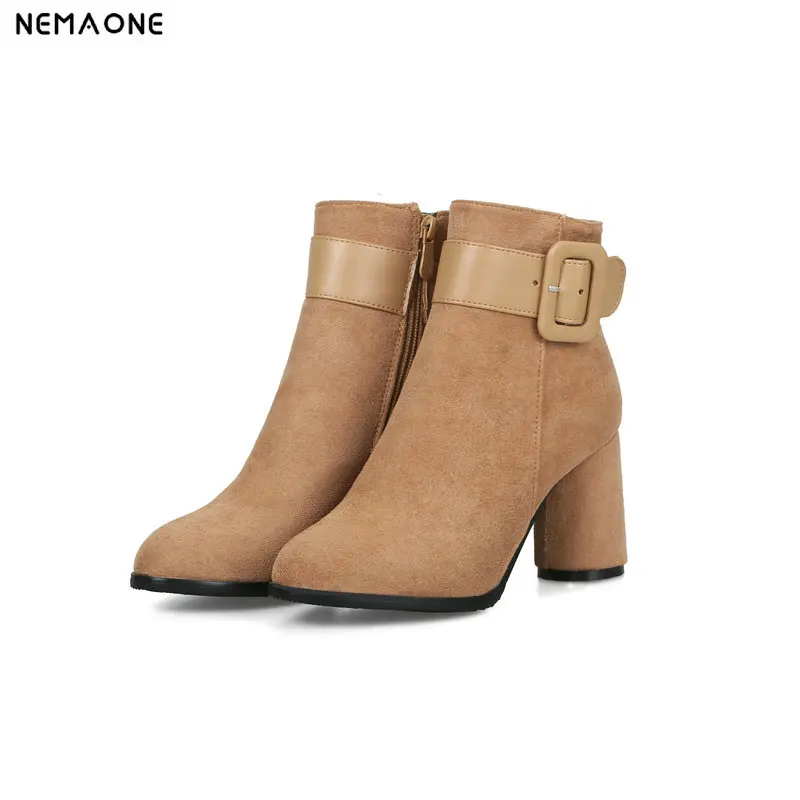 

NemaoNe New 2018 Autumn Winter Fashion Woman Boots High Heels women Ankle Boots Sexy rouned Toe wome Boots