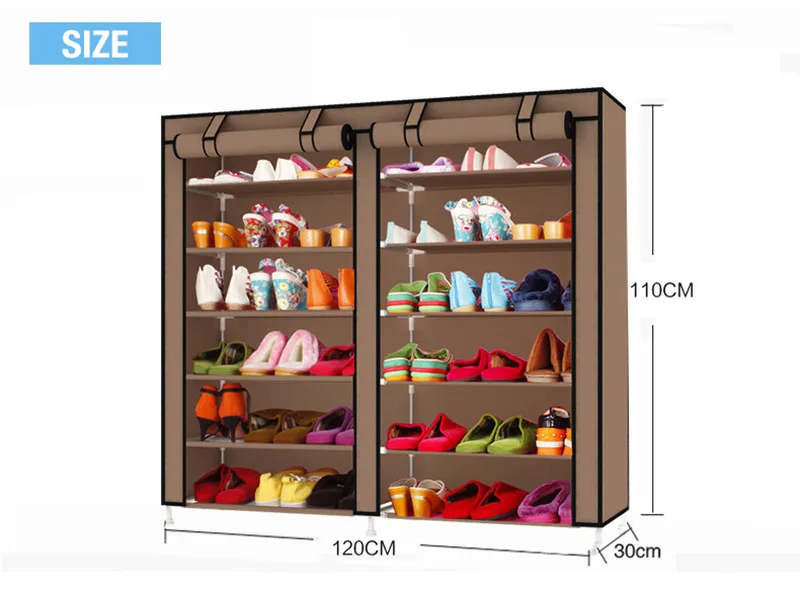 Минималистский обувной шкаф двухрядный 6 слой утолщаются Ткань Оксфорд обувной шкаф пылезащитный обувной органайзер для хранения мебели