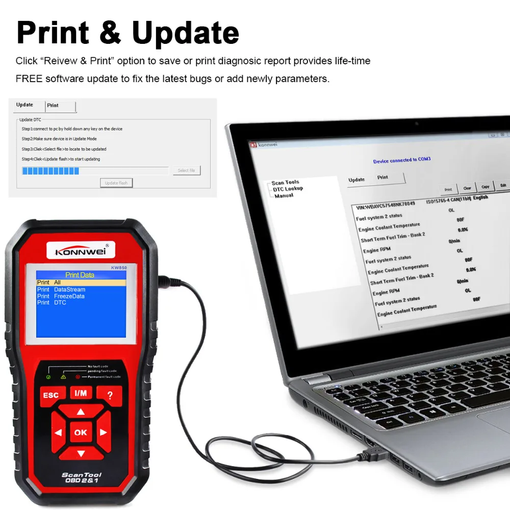 Professional OBD2 Scanner Automotive KW850 Code