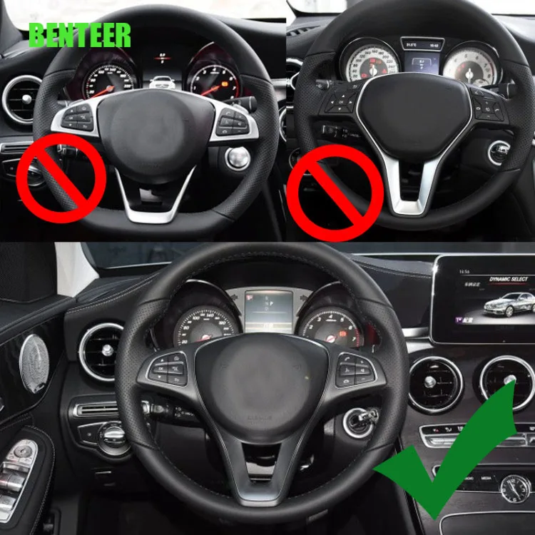 ABS украшение рулевого колеса автомобиля Для amg Mercedes Benz A B C E GLA GLC CLA A45 W205|Наклейки на