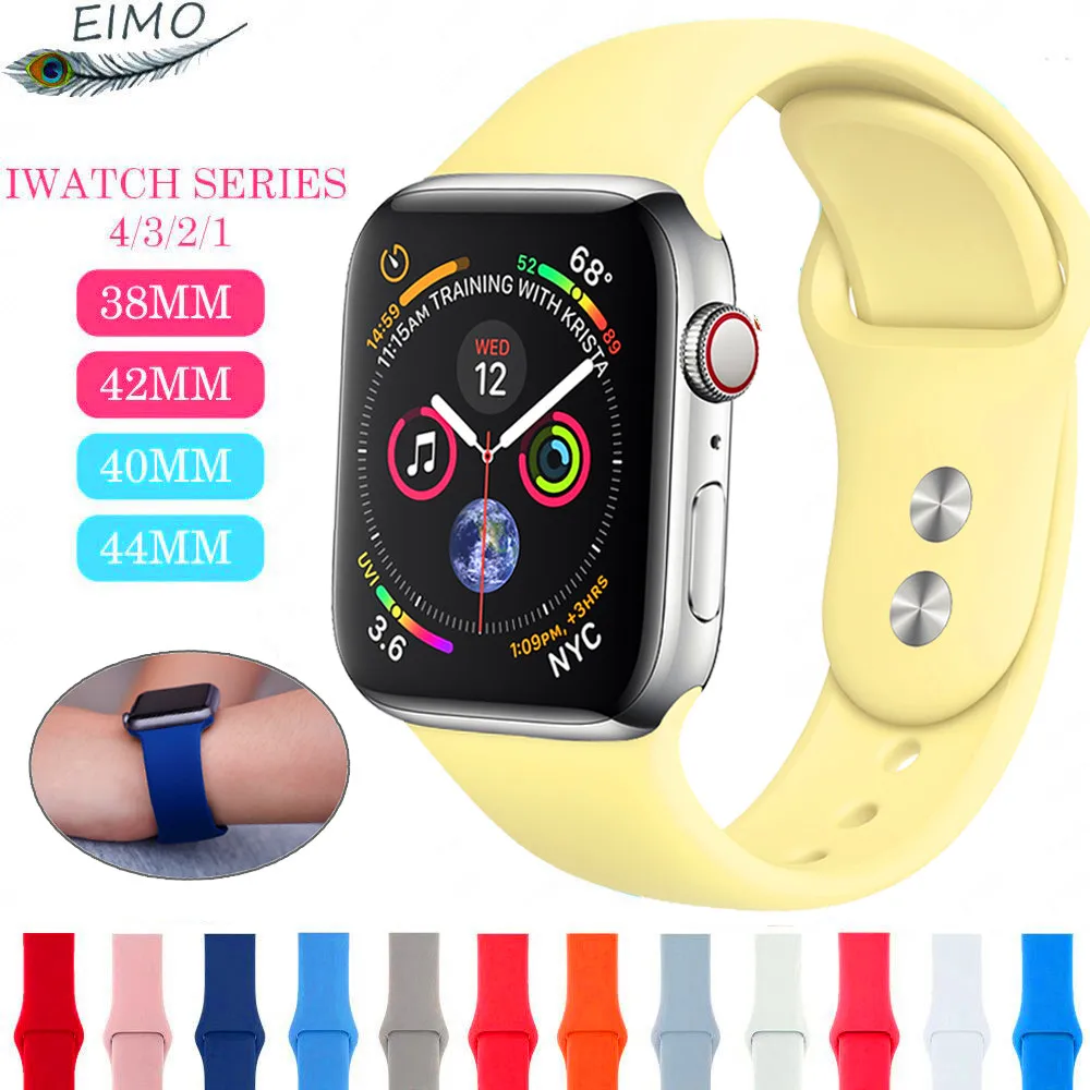 EIMO силиконовый ремешок для Apple Watch Band 4 3 iwatch Группа 42 мм 44 38 40 спортивный браслет наручные Correa аксессуары для наручных часов