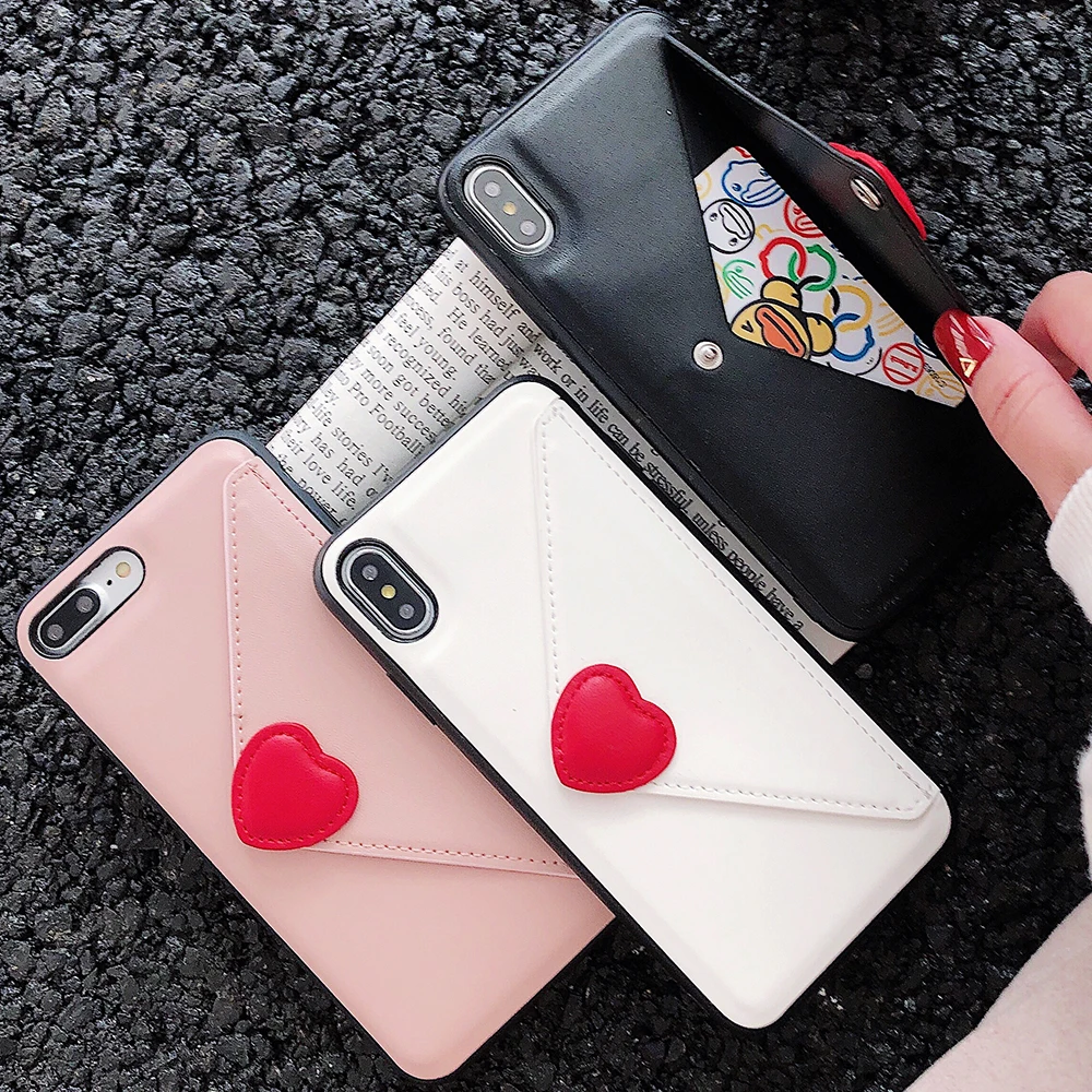 Для iPhone XR 11 Pro X XS MAX Модный кошелек с сердечком из искусственной кожи с отделениями для карт чехол для телефона для iPhone 8 6s 6 7 Plus силиконовый чехол