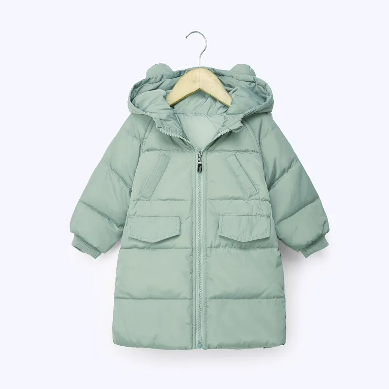 2019 Brand Winter Children's Long Hooded Down Jacket Children's Boy Girls Rabbit Ears Shape Candy Color Down Overwear Coat Cute13