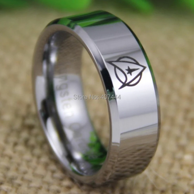 Free Shipping YGK JEWELRY Hot Sales 8MM Shiny Silver Beveled The Lord Star Trek New Men