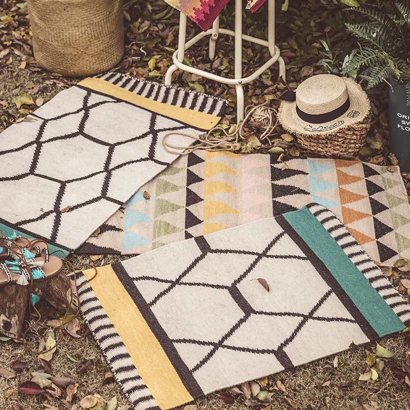 Килим Твердый шерсть марокканский ковер для гостиной геометрический белый черный индийский ковер Богемия Полосатый современный коврик дизайн скандинавский стиль