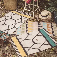 Килим Твердый шерсть марокканский ковер для гостиной геометрический белый черный индийский ковер Богемия Полосатый современный коврик дизайн скандинавский стиль