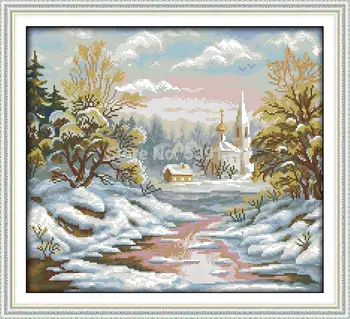 

The First Frost! DIY Needlework 11CT 14CT DMC Counted Cross Stitch Sets Kit for Embroidery Knitting Needles Hobbies and Craft