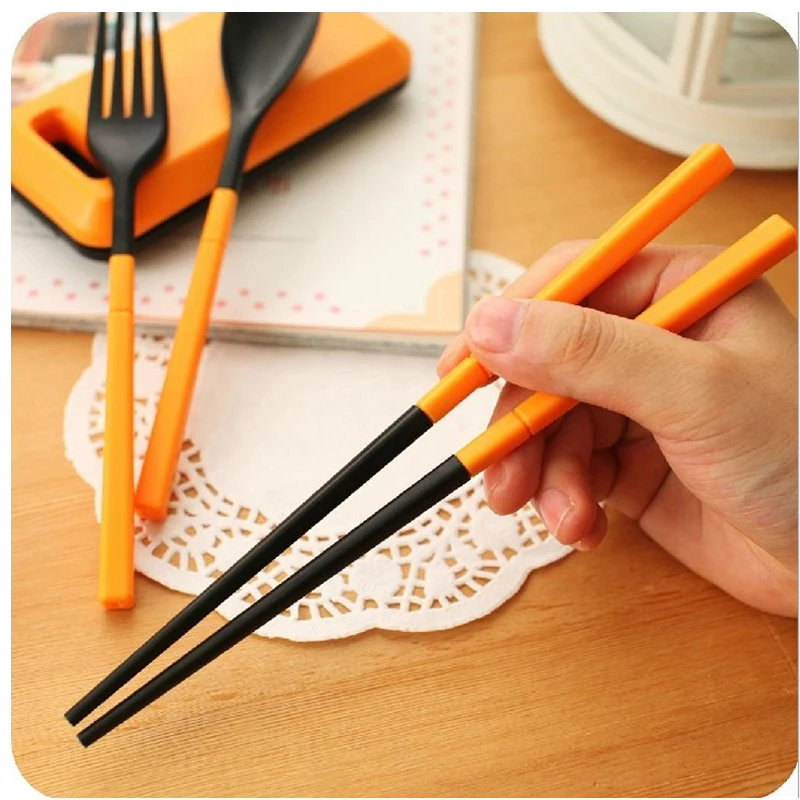 

Three-Piece Portable Tableware Sets with Folding Spoon Fork Chopsticks for Bento Lunch Box Kitchen Tools