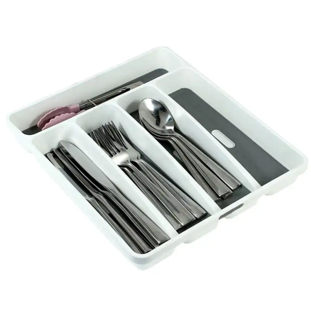 Kitchen Drawer Organizer Large Silverware Tray Gray Knife Fork