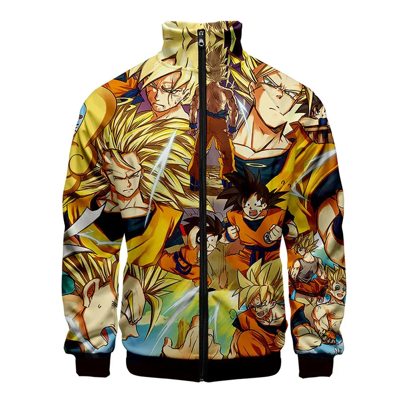 

New 3d Stand Collar Hoodie Print Anime Cartoon Dragon Ball Fashion Men Women Zipper Hoodies Jacket Long Sleeve 3D Sweatshirt Top