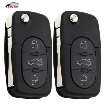 

KEYECU 2Pcs 3 Button Folding Remote Key Control Fob 433.92MHz ID48 Chip for Audi A6 1998-2004 TT 2002-2006 FCC ID:4D0 837 231 K