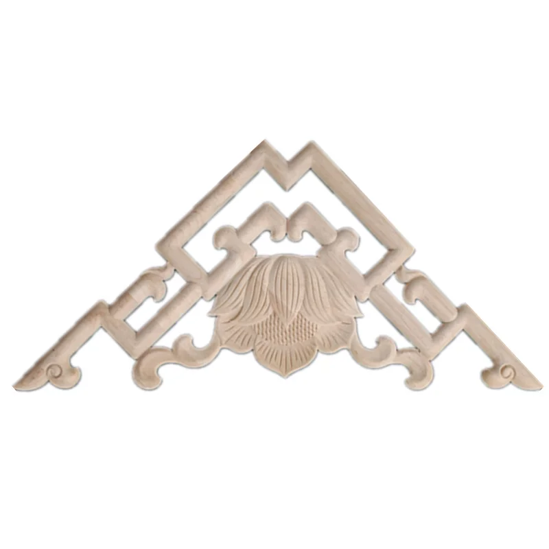 

Decorative Wood Appliques Unpainted Wood Oak Carved Wave Flower Onlay Decal Corner Applique for Home Furniture Door Decor Crafts