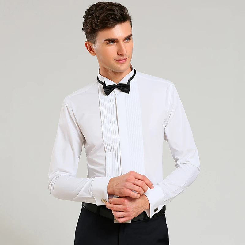 Classic Winged Collar Dress Shirt Men's Wingtip Tuxedo Formal Shirts ...