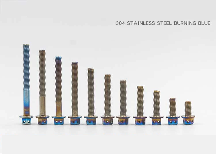10 шт. 6 мм Шестигранная 304 безуглеродистая нержавеющая сталь винт для мотоцикла красочные синие украшения винт с титановым покрытием