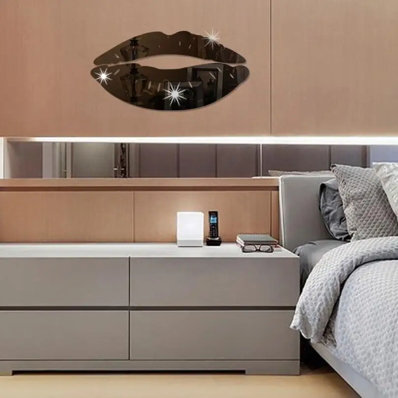 

3D Mirror Kiss Lip Wall Sticker DIY Art Mural Home Decor Acrylic Decals Stickers Bath bedroom decor Adesivos de parede DIY 803