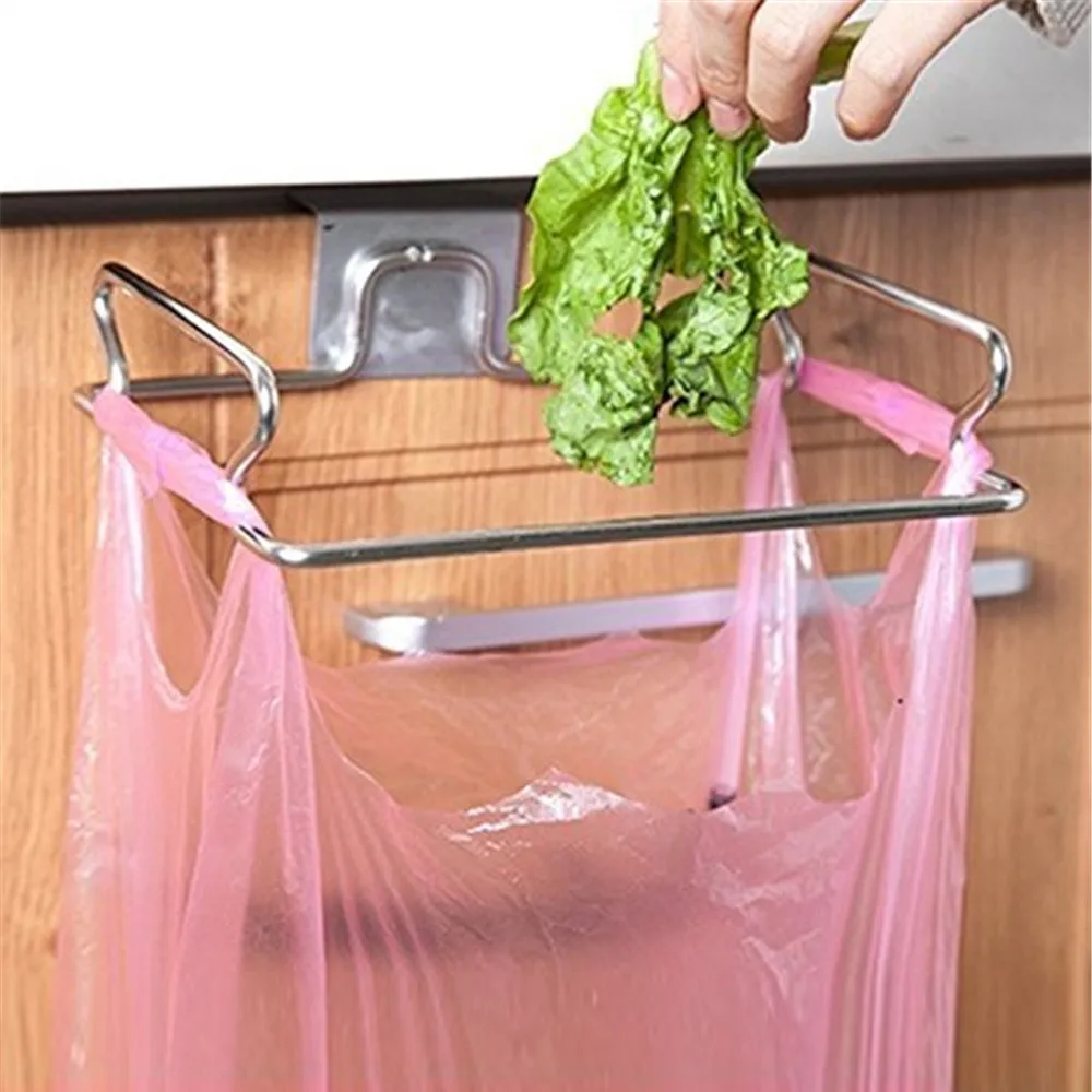 

Cupboard Door Back Hanging Trash Rack Storage Kitchen Garbage Rubbish Bag Can Holder Metal Hanging Kitchen Cabinet Trash Rack