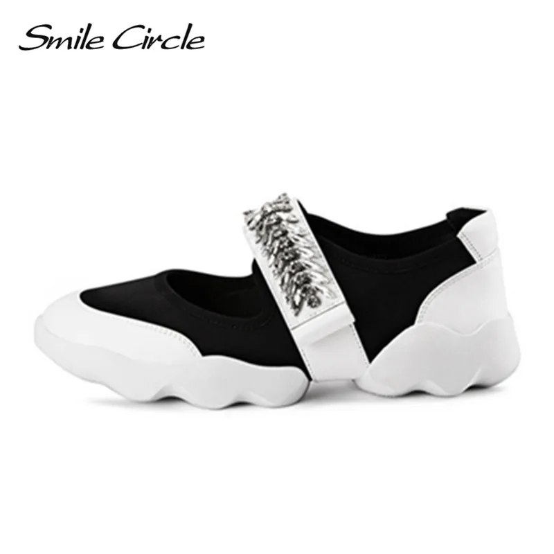Женские кроссовки со стразами Smile Circle Стильные повседневные на плоской платформе