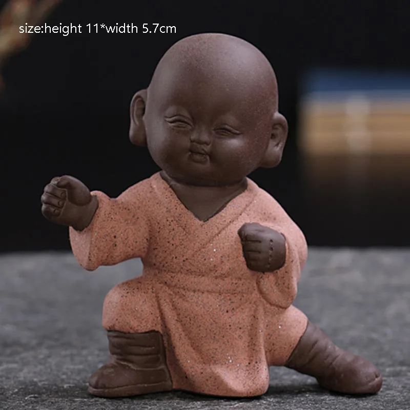 Исин фиолетовый глина благоприятный кунг-фу монах Чай Pet office desktop Малый Украшения подарки на день рождения Сувенир мини Статуи