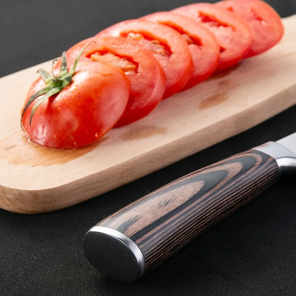 5,5 дюймов 5cr15mov обвалочные ножи, нож шеф-повара с японским Дамасским узором, Профессиональный кухонный нож с цветной деревянной ручкой