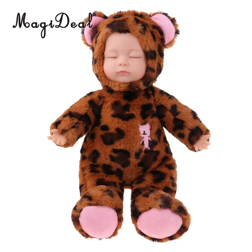 Realistic Sleeping Newborn Baby Dolls Silicone Lifelike Baby Toys Wearing Plush Romper Kids Toy Gift Playmate 