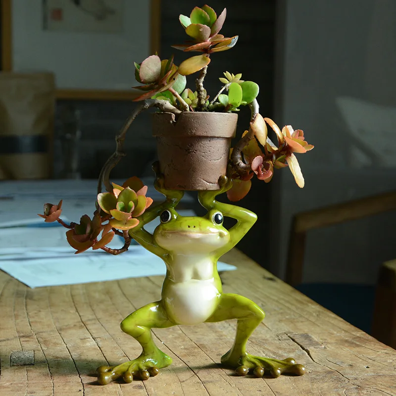 Смола Креативные 3D фигурки лягушек корзина Украшение Фигурка модель, цветочные горшки, украшение сада, уличная статуя, украшение двора