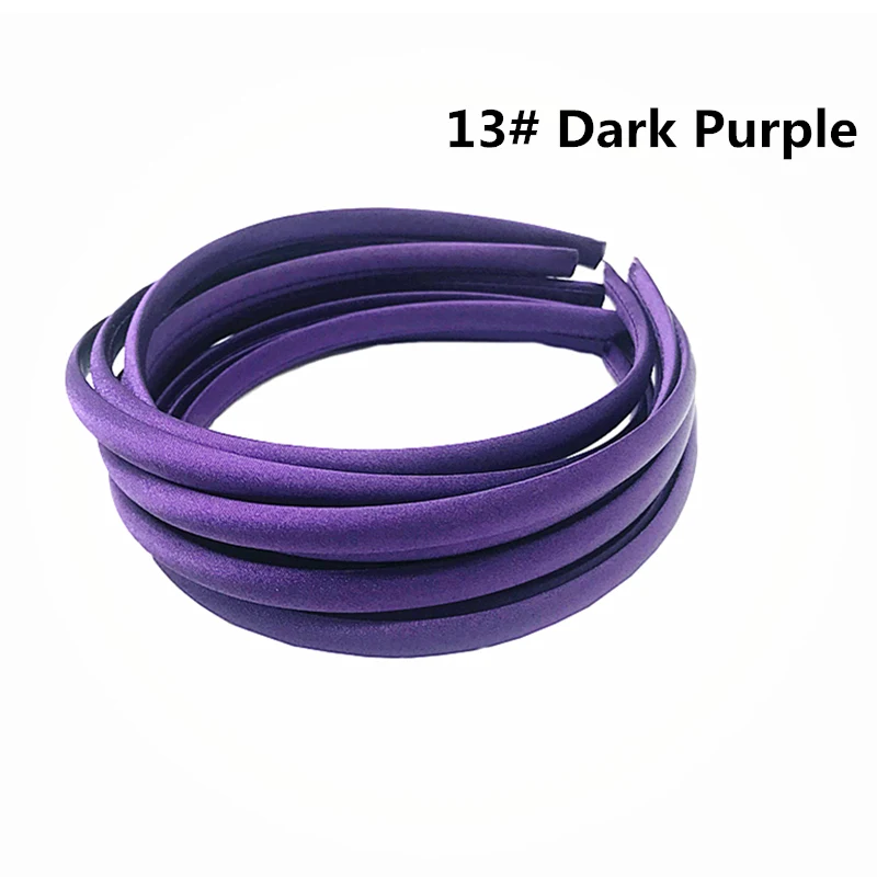 13 Dark Purple 10 шт./лот, 10 мм, 30 цветов, однотонная цветная атласная ткань, покрытая полимерной лентой, лента для волос для взрослых девочек, повязка на голову для детей, аксессуары для волос DIY - Цвет: 13 Dark Purple
