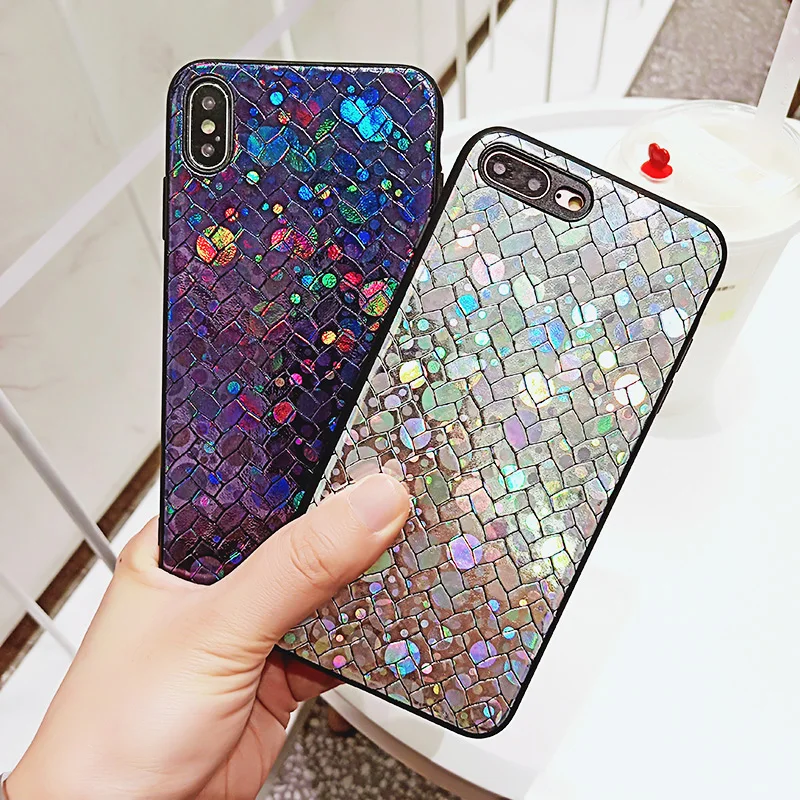 

Fashion Dazzling Gradient Laser Polka Dots Case for iPhone X XR XS Max Soft Capa Fundas for iPhone 8 7 6 6S Plus Rainbow Case
