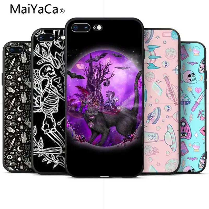 MaiYaCa Girly Pastel Witch Goth Топ детальный популярный чехол для телефона iphone X 8 8plus черный и 7