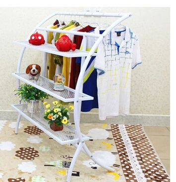 Clothing exhibition shelf. Console clothing display frame. Hanger