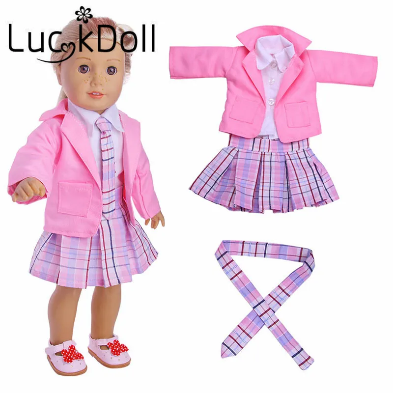 LUCKDOLL 3 стиля кампус стиль Униформа подходит 18 дюймов Американский 43 см детская кукла одежда аксессуары, игрушки для девочек, поколение, день рождения Gif