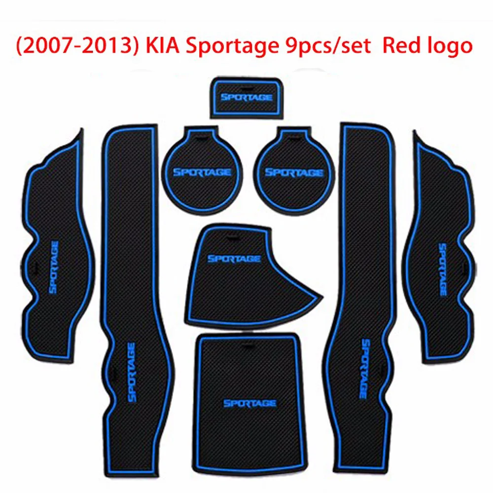 

Door Groove Mat For KIA 2007-2013 Sportage Rubber Anti Slip Mat Non-Slip Interior Door Mat Cup Pad Decoration Accessories 9PCS