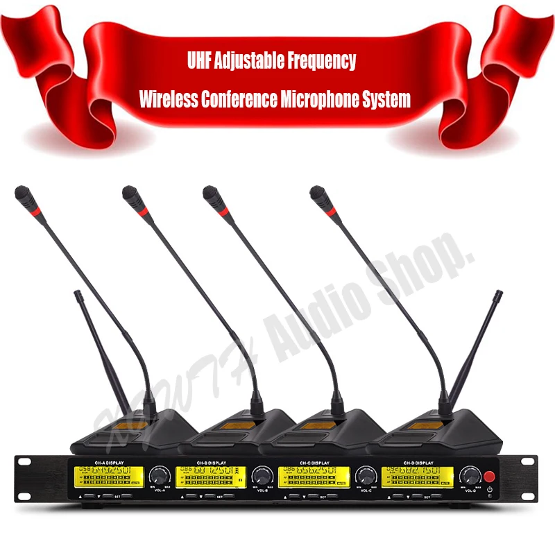 اللاسلكية مكبر صوت للمؤتمرات نظام UHF 200 قناة المهنية معقوفة سطح المكتب ميكروفون رئيس مندوب مكثف ميكروفون