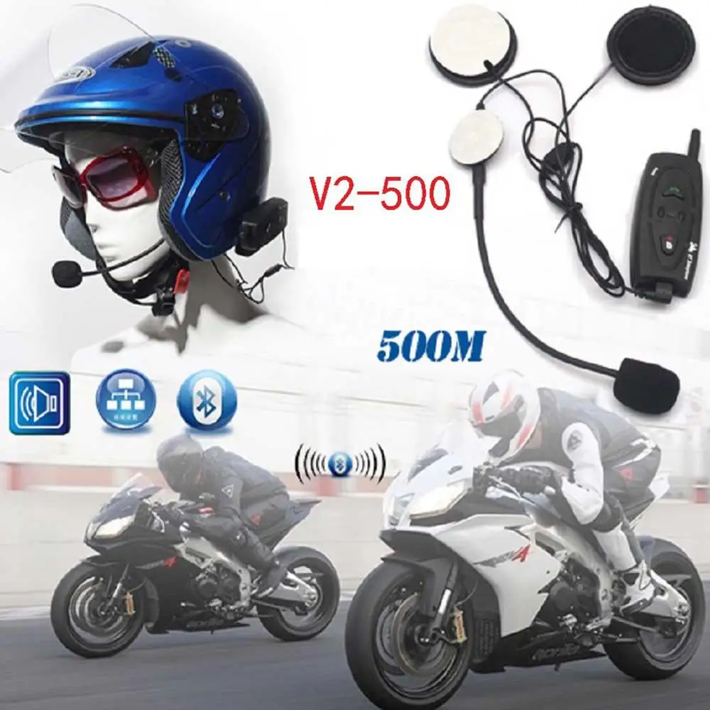 

High Quality BT Intercom Motorcycle Helmet Headset Walkie Talkie Bluetooth Interphone V2-500