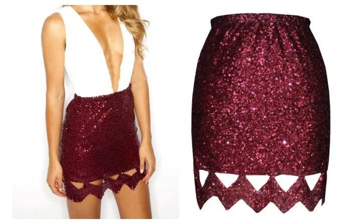 

Free Shipping 2013 fashion sexy hollow-out sequin skirt