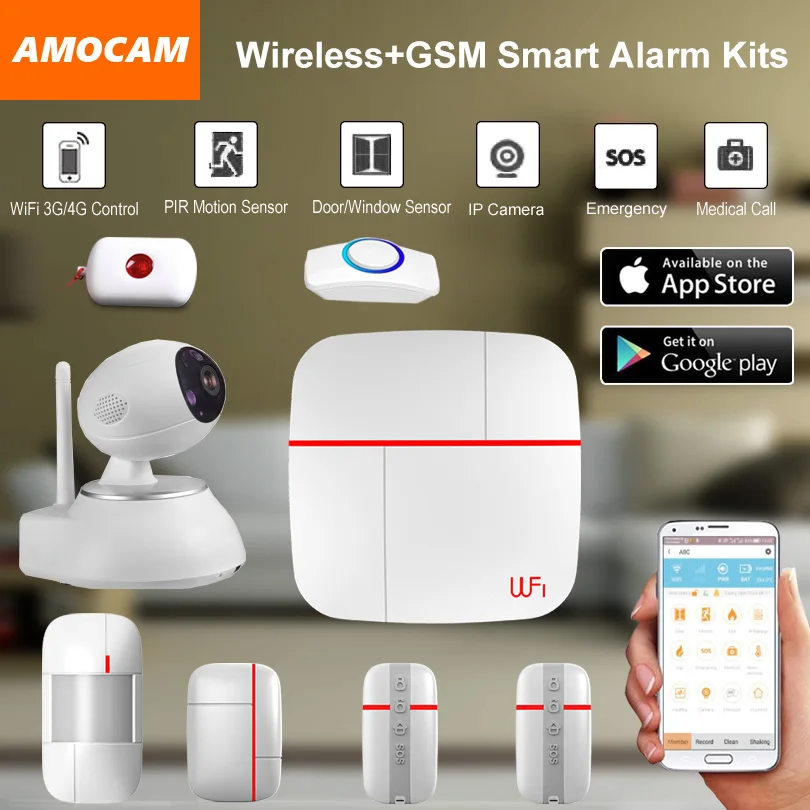 Беспроводная Wi Fi + GSM домашняя сигнализация IOS Android управление через приложение