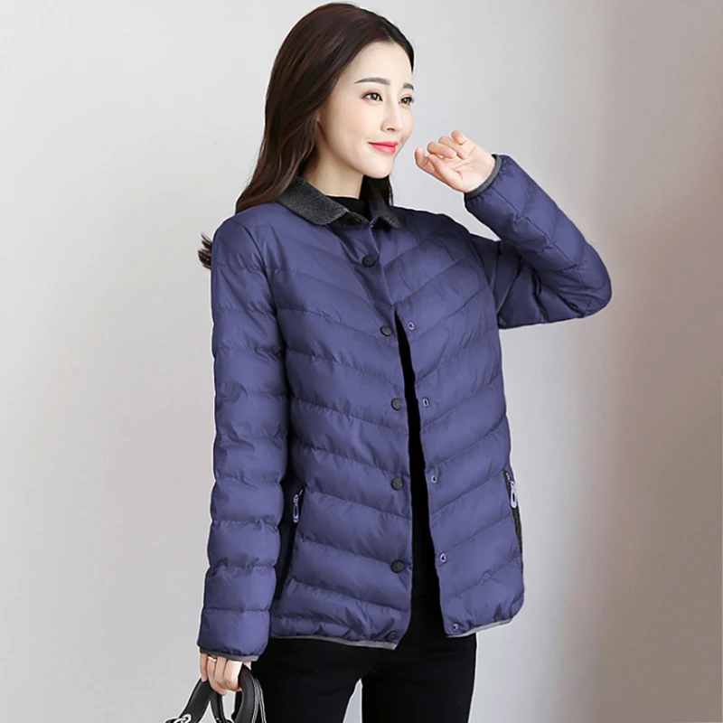 

New Arrival Winter Coats Ladies Blue/Black Color Coat Light Short Thin Women's Jackets And Coats Female Warm Outwear Clothing