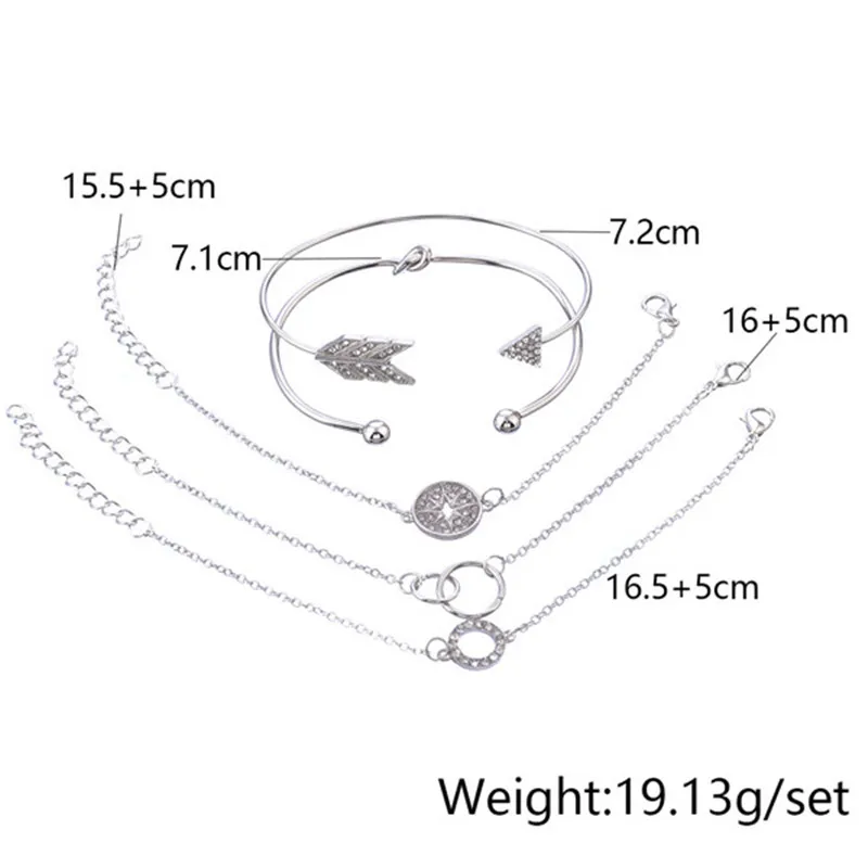Набор браслетов с подвесками в виде стрелы из золотистого и серебряного кристаллов для женщин, новинка, богемский винтажный браслет для женщин, Прямая поставка