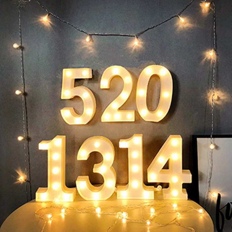 

Luminous LED Digital Night Light Creative 0~9 Number Battery Powered Lamp Romantic Wedding Party Decoration Christmas
