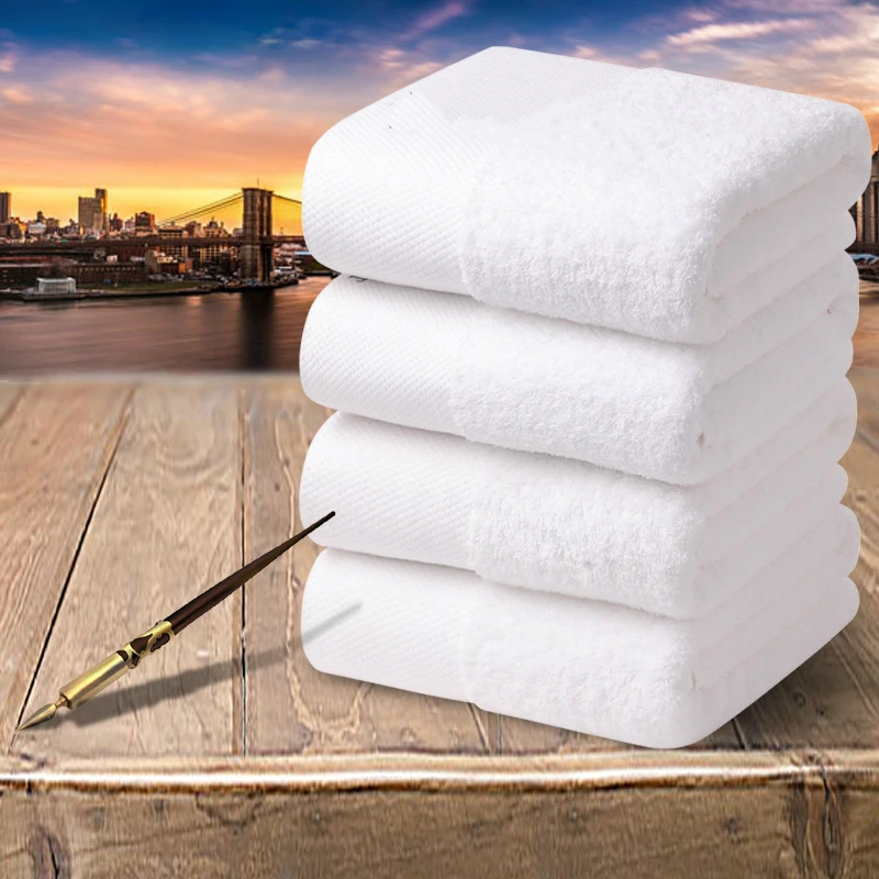 Five star hotel pure white cotton towel thick bath towel super soft