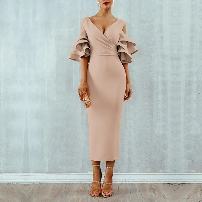 DressBird 2019 женское летнее облегающее вечернее платье сексуальные платья с V