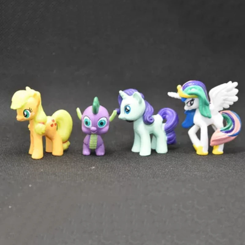 12 шт. My Little Pony, Радужный Единорог, игрушки, мини-лошадь, ПВХ, фигурки, Сумеречная искорка, яблоко, Джек, Спайк, драконы куклы 2M01