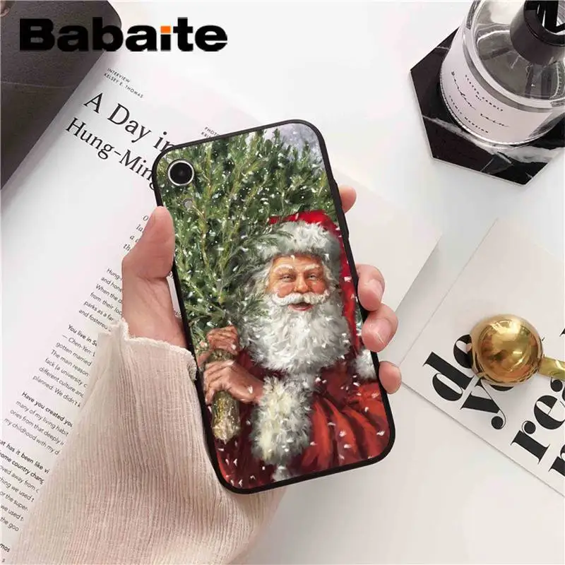 Babaite Merry Christmas Санта Клаус Олень DIY чехол для телефона для iPhone 6S 6plus 7plus 8 8Plus X Xs MAX 5 5S XR 11 11pro 11promax