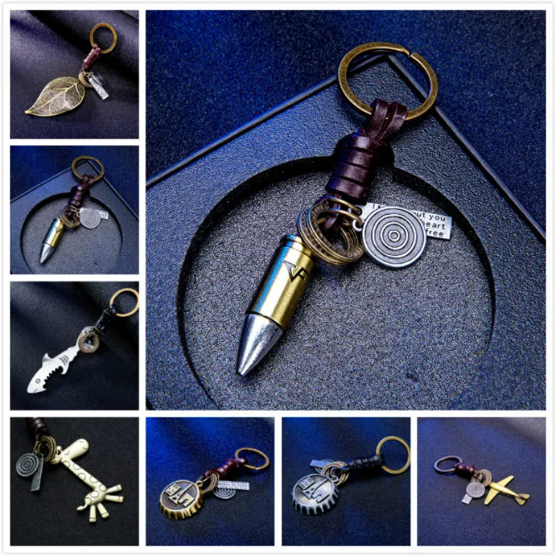 

Multiple Guitar Bullet Pendant Suspension Leather Keychain Key Chain Charms for Keys Car Keys Accessories Keychain on a Bag